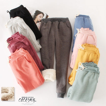 Fleece-Lined Thick Loose Harem Cotton Sweatpants