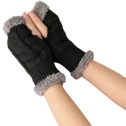 Warm Velvet Fingerless Gloves for Women (Short Style)