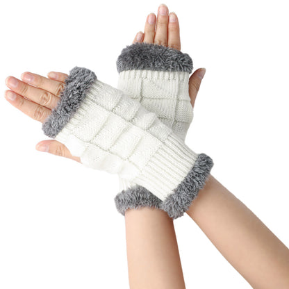 Warm Velvet Fingerless Gloves for Women (Short Style)