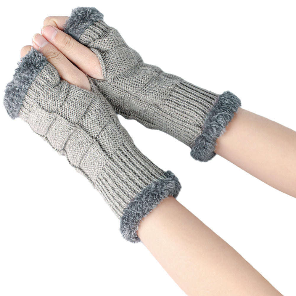 Warm Velvet Fingerless Gloves for Women (Short Style)