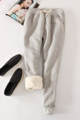 Fleece-Lined Thick Loose Harem Cotton Sweatpants