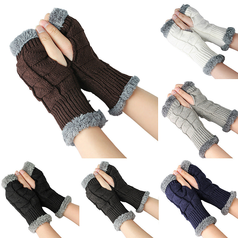 Warm Velvet Fingerless Gloves for Women (Short Style)