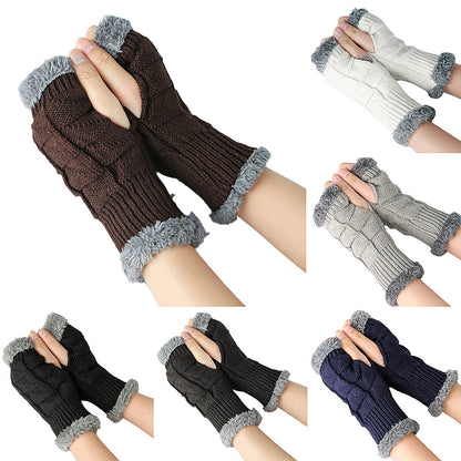 Warm Velvet Fingerless Gloves for Women (Short Style)