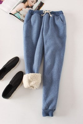 Fleece-Lined Thick Loose Harem Cotton Sweatpants