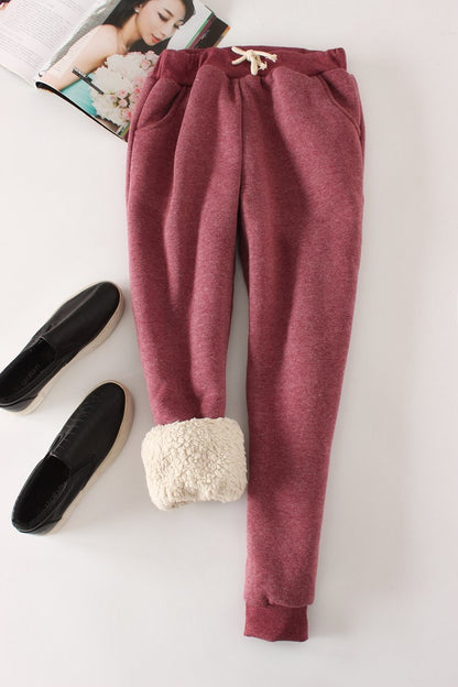 Fleece-Lined Thick Loose Harem Cotton Sweatpants