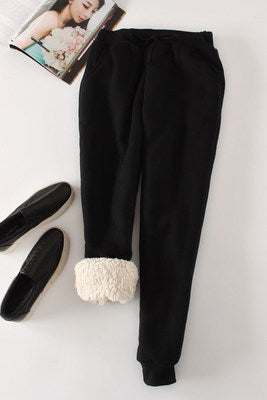 Fleece-Lined Thick Loose Harem Cotton Sweatpants