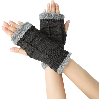Warm Velvet Fingerless Gloves for Women (Short Style)