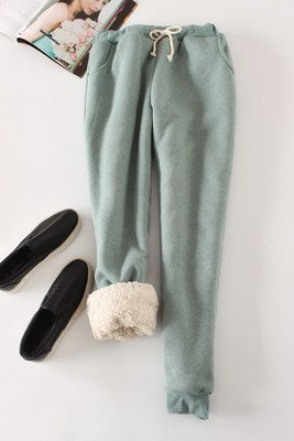 Fleece-Lined Thick Loose Harem Cotton Sweatpants