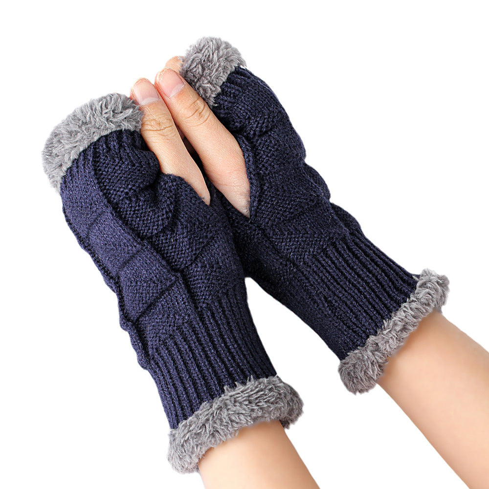 Warm Velvet Fingerless Gloves for Women (Short Style)
