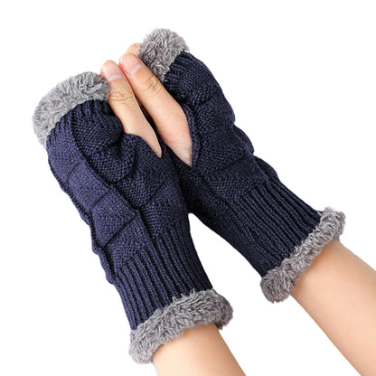 Warm Velvet Fingerless Gloves for Women (Short Style)