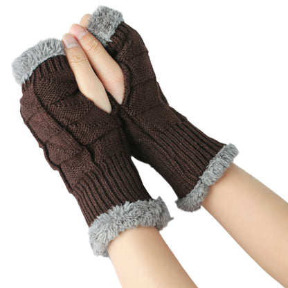 Warm Velvet Fingerless Gloves for Women (Short Style)